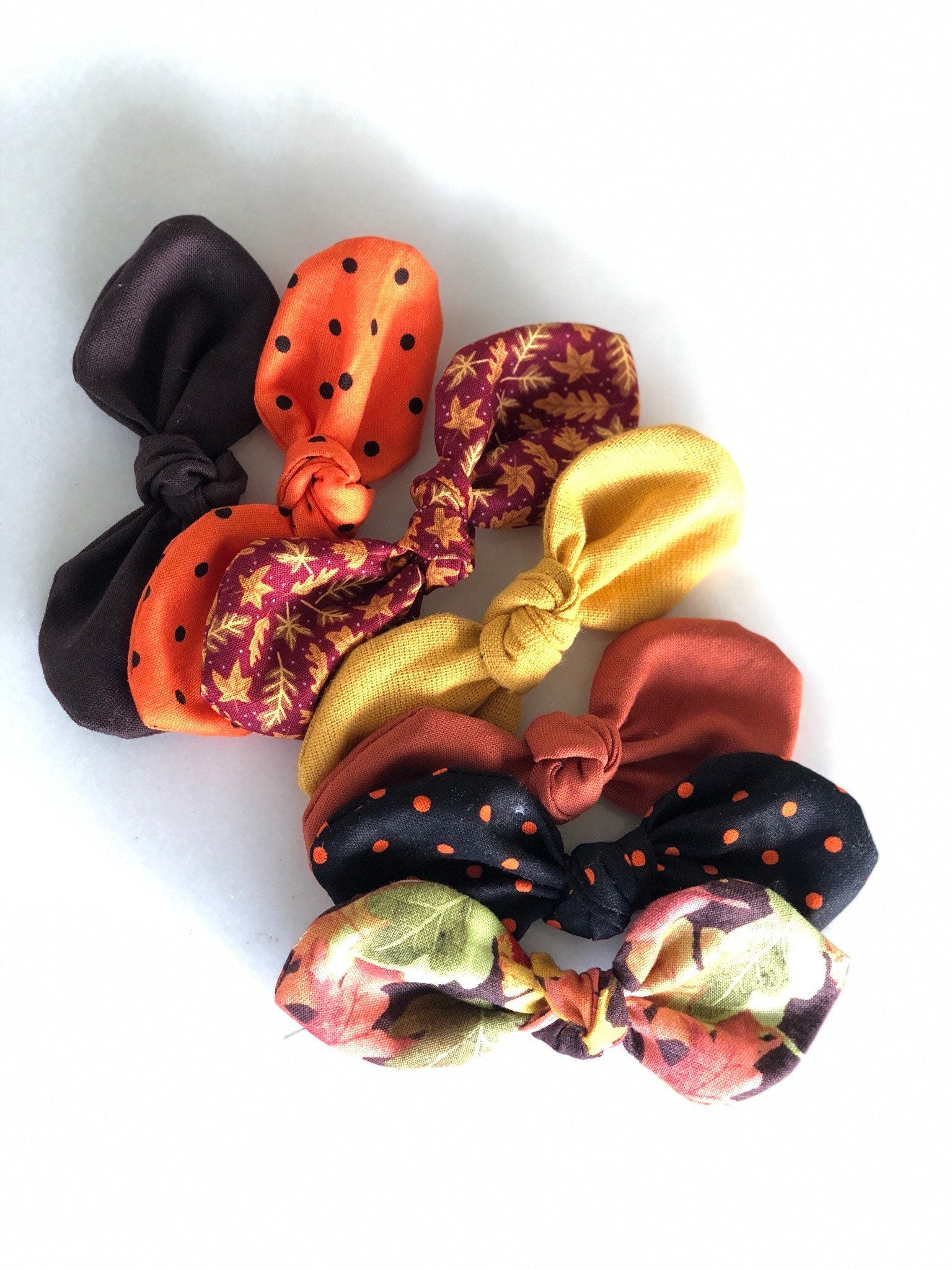 Handmade Fall Dog Bow Clip, Cotton Hair Accessory