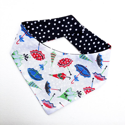 Umbrella Dog Bandana, Reversible Snap-On Pet Scarf