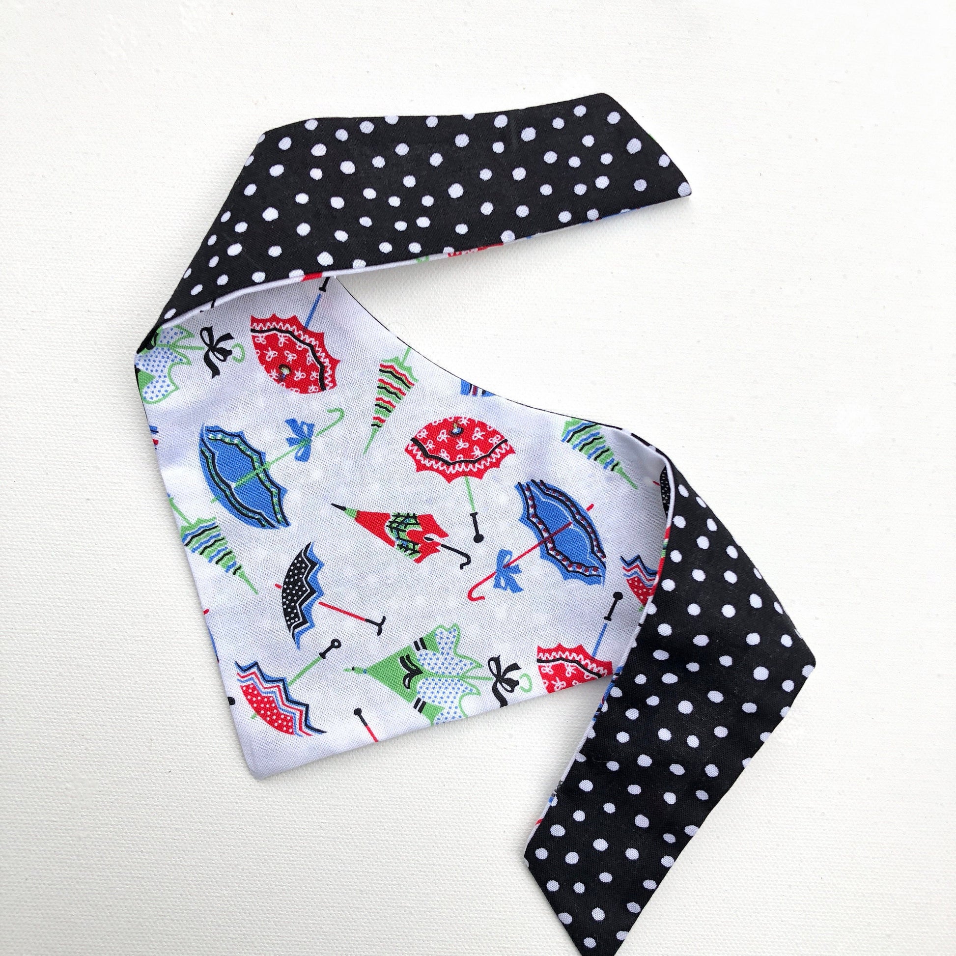 Umbrella Dog Bandana, Reversible Snap-On Pet Scarf