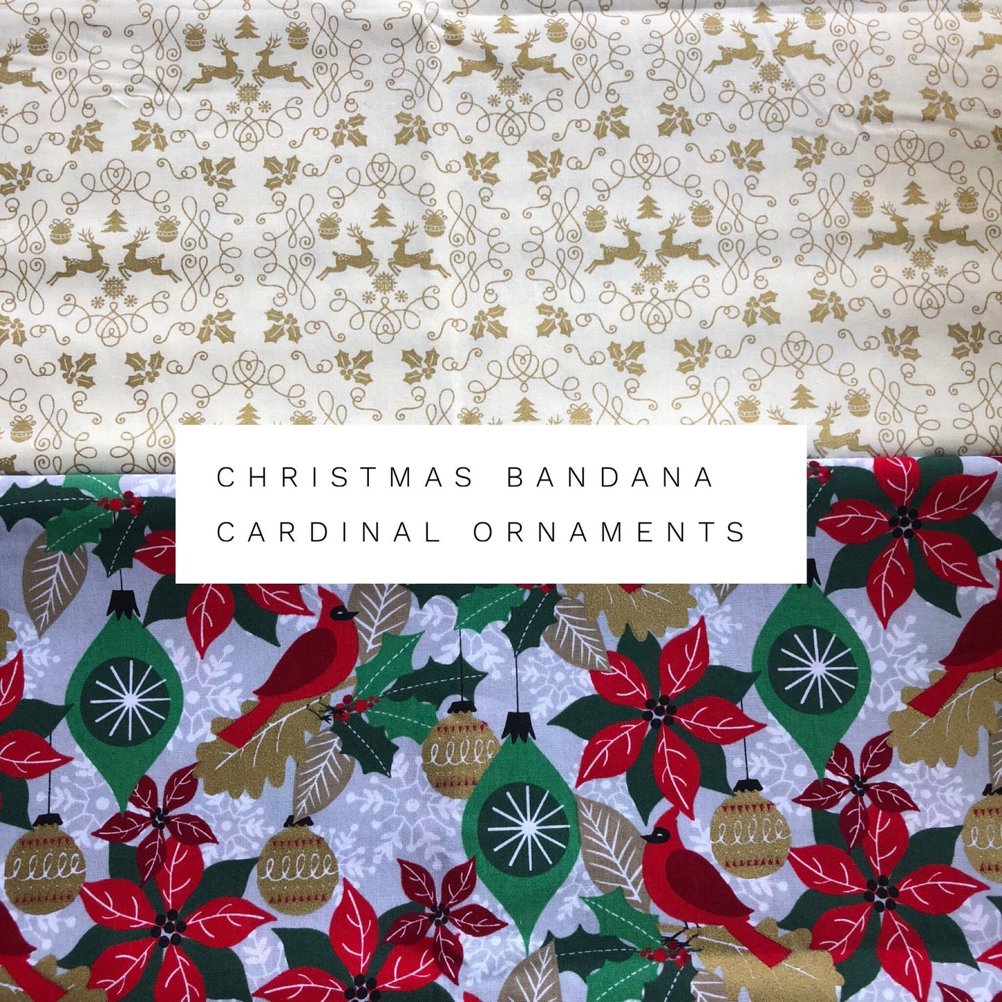 Reversible Christmas Dog Bandana, Cardinals Ornaments, Over the Collar