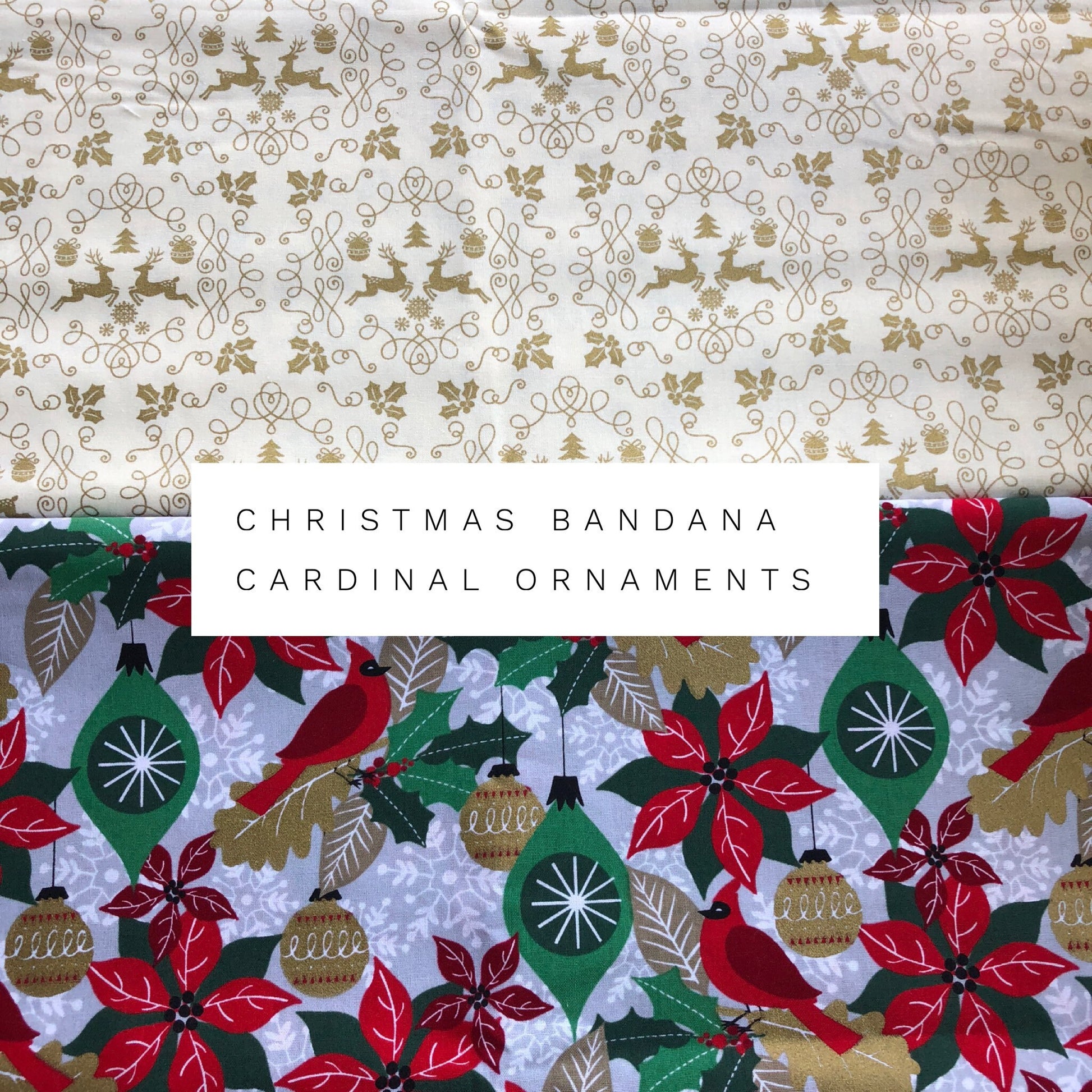 Reversible Christmas Dog Bandana, Cardinals Ornaments, Over the Collar