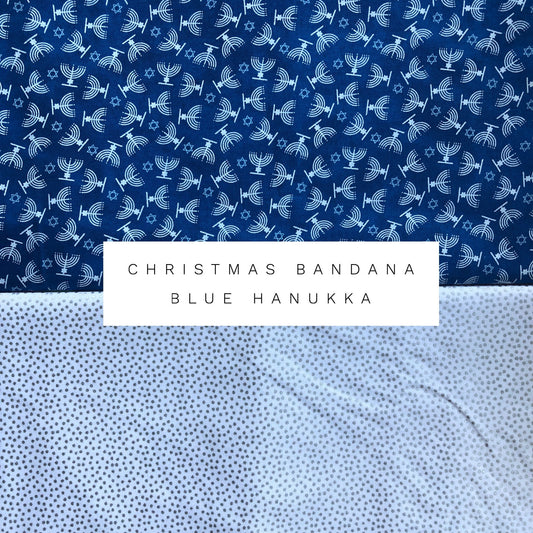New! Hanukkah Dog Bandana, Blue, Reversible dog Bandana, dog bandana, puppy dog bandana, over the collar, tie on bandana