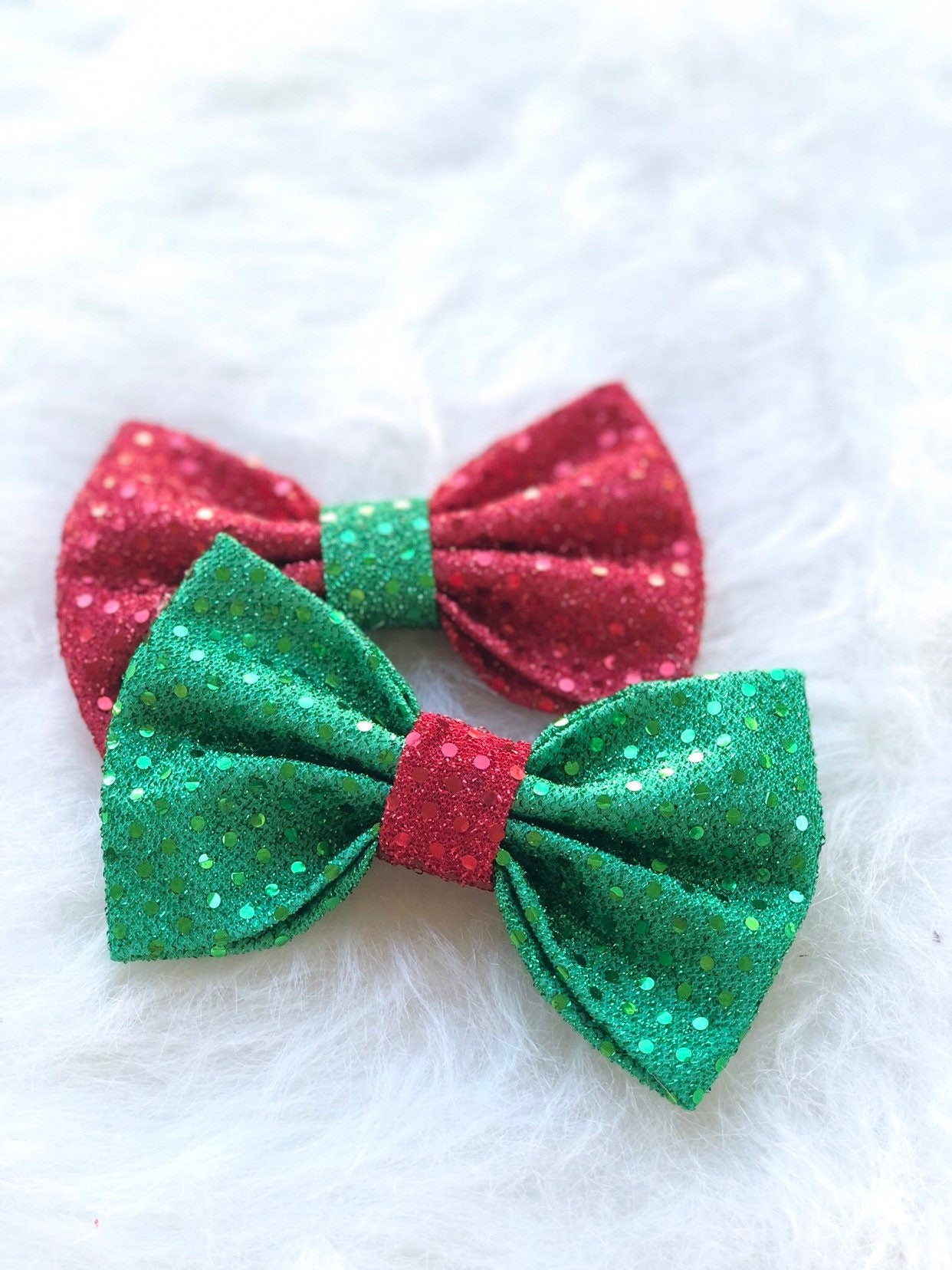 Christmas Green Dog Bow Tie