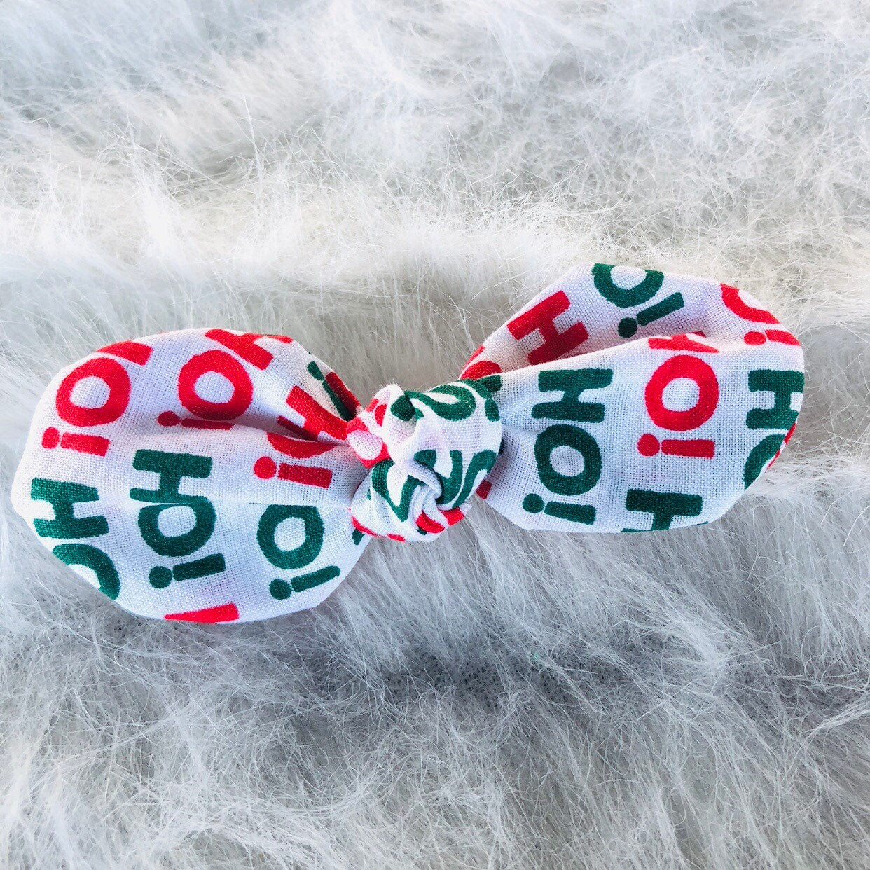 Christmas Dog Bow Clip, Handmade Cotton Hair Accessory