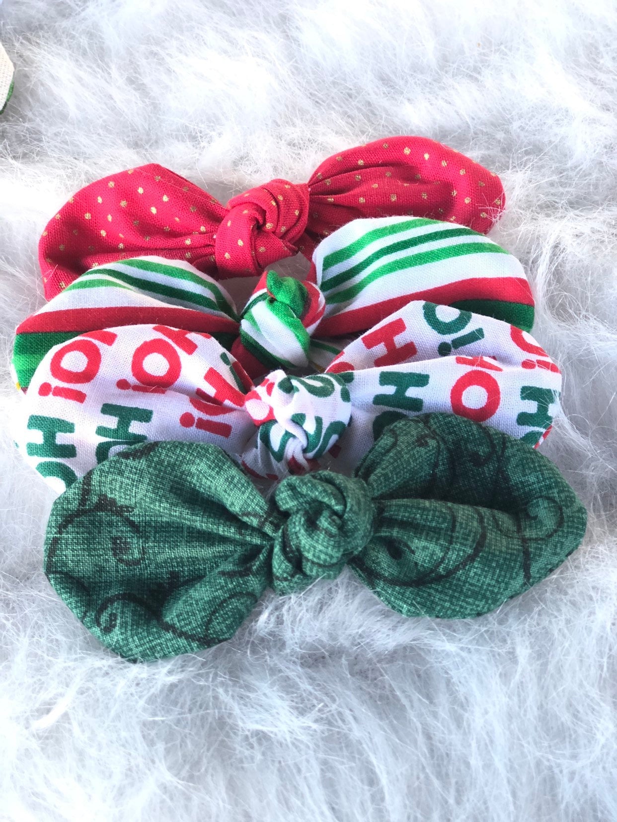 Christmas Dog Bow Clip, Handmade Cotton Hair Accessory