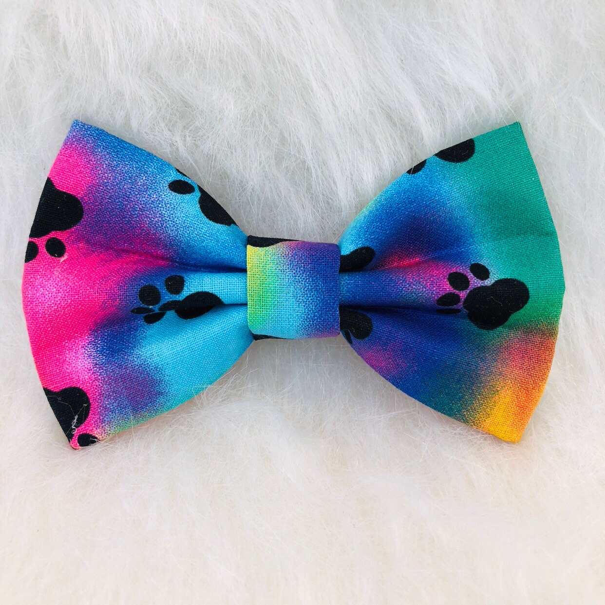 Tie-dye Pawprint Dog Bowtie