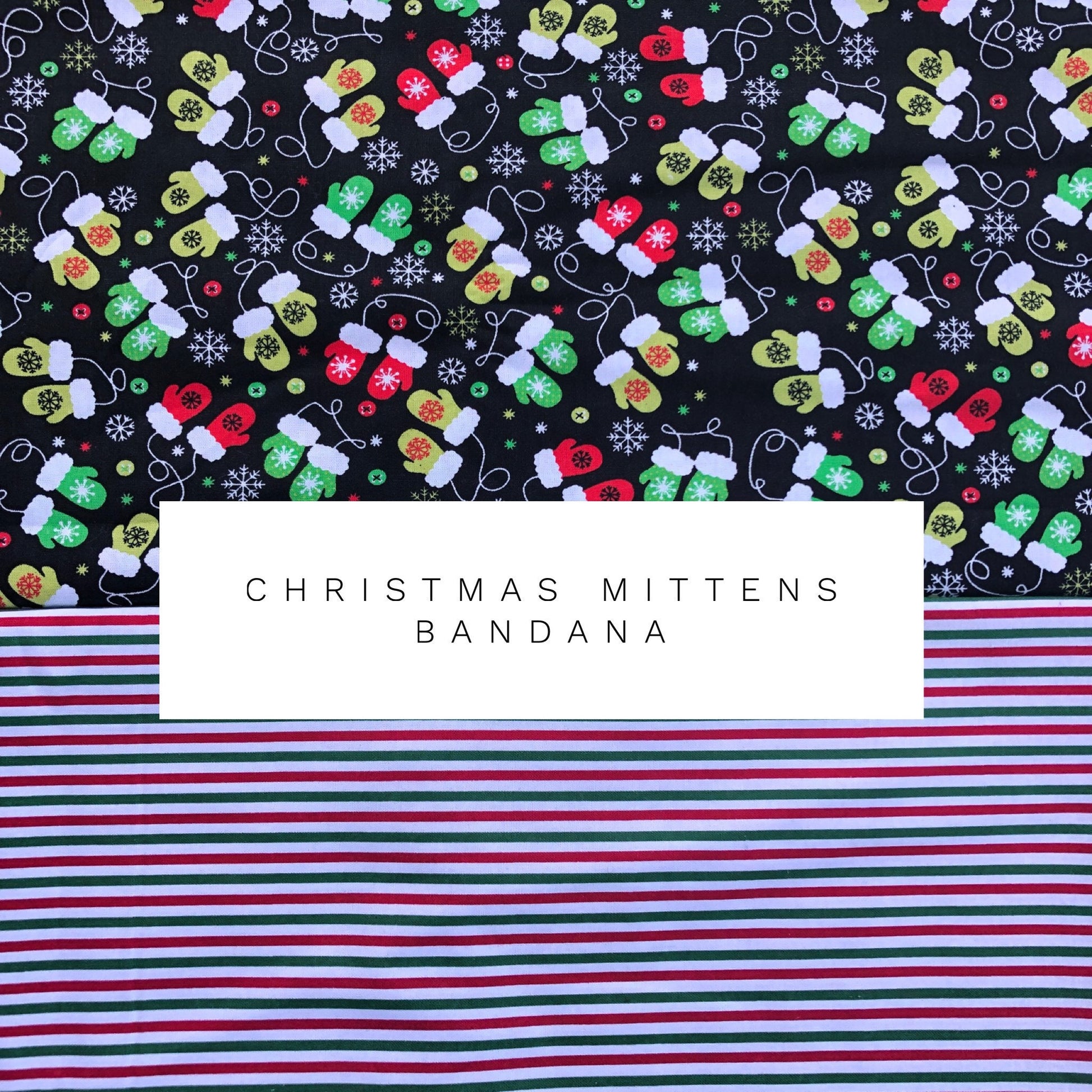 Christmas Mittens Dog Bandana, Reversible Over-the-Collar, Holiday