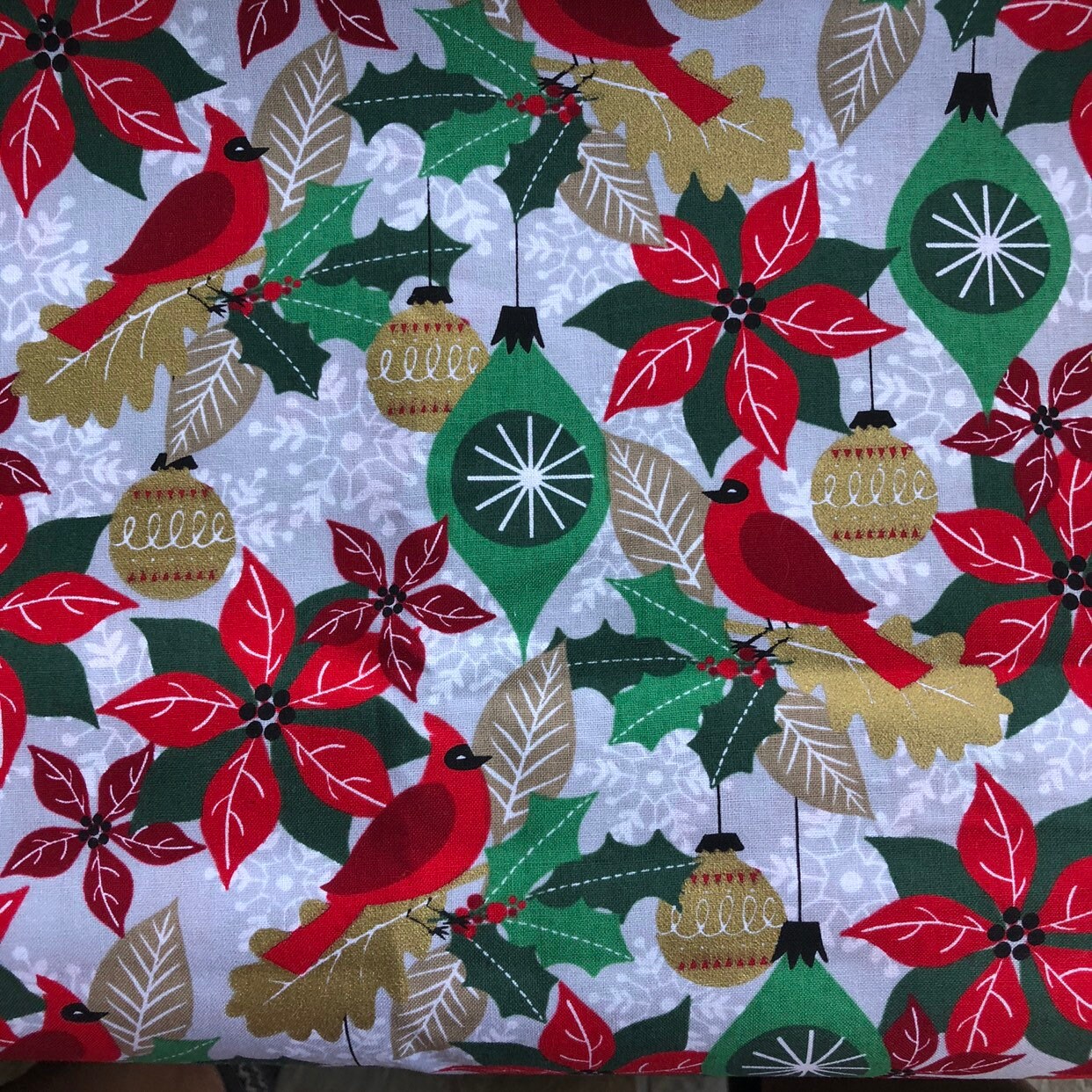 Reversible Christmas Dog Bandana, Cardinals Ornaments, Over the Collar