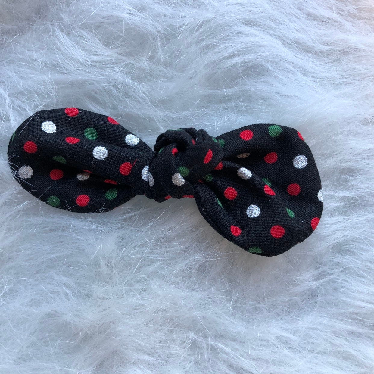 Christmas Polka Dot Dog Bow Clip, Girl Dog Hair Accessory