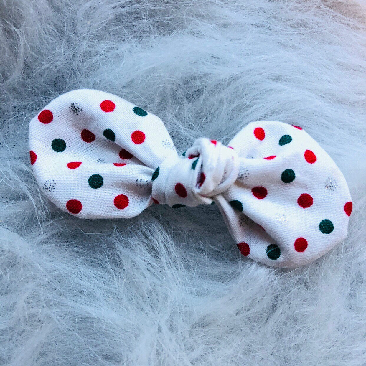 Christmas Polka Dot Dog Bow Clip, Girl Dog Hair Accessory