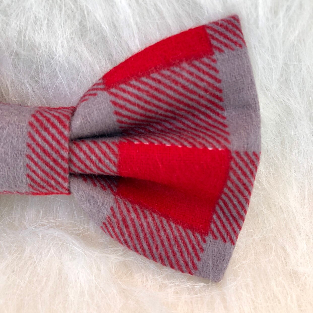 New! Grey and Red Dog Bowtie, Christmas Plaid Dog Accessories, Buffalo Dog Bowtie, Puppy Bow, Pet bowtie, bowties, Plaid dog bowtie,