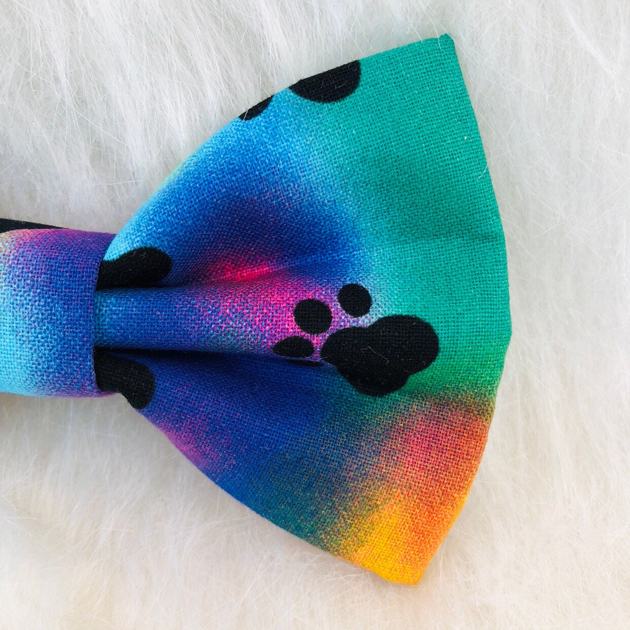 Tie-dye Pawprint Dog Bowtie