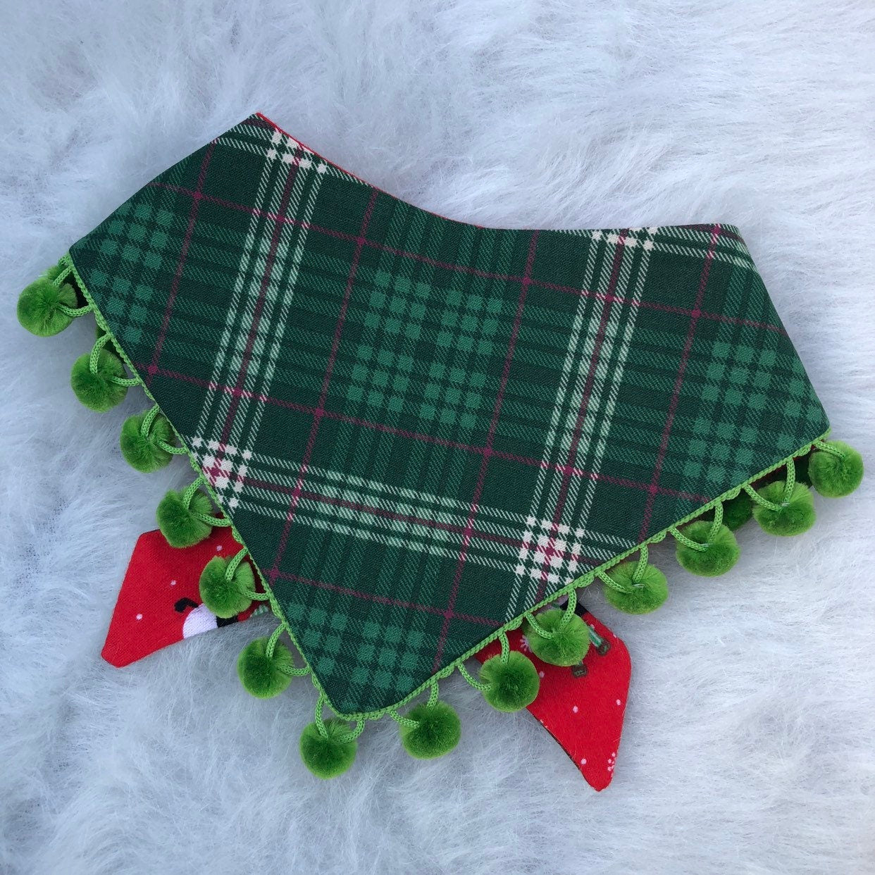 Christmas Penguin Dog Bandana, Reversible Pet Scarf with Snaps