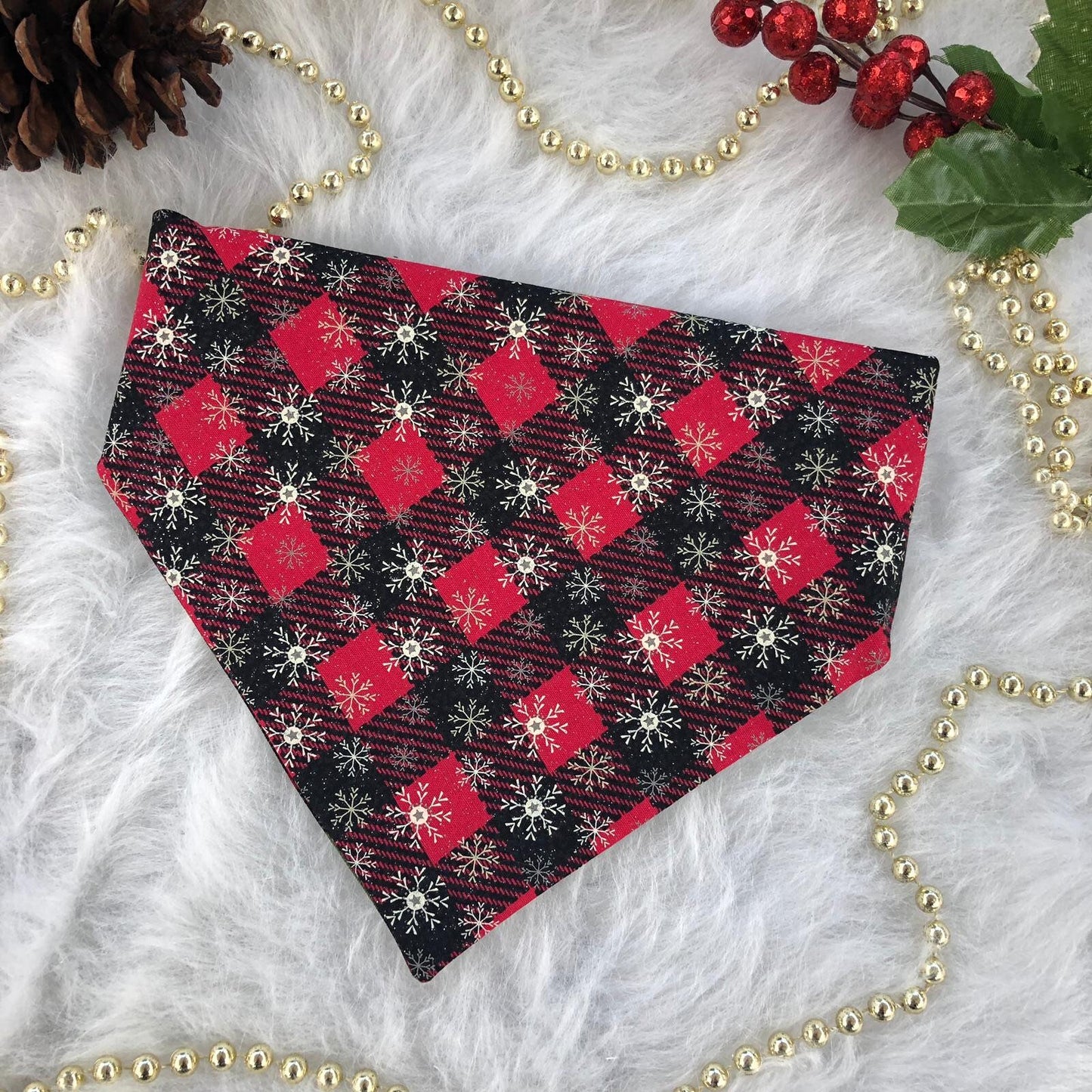 Reversible Christmas Pinetree Dog Bandana