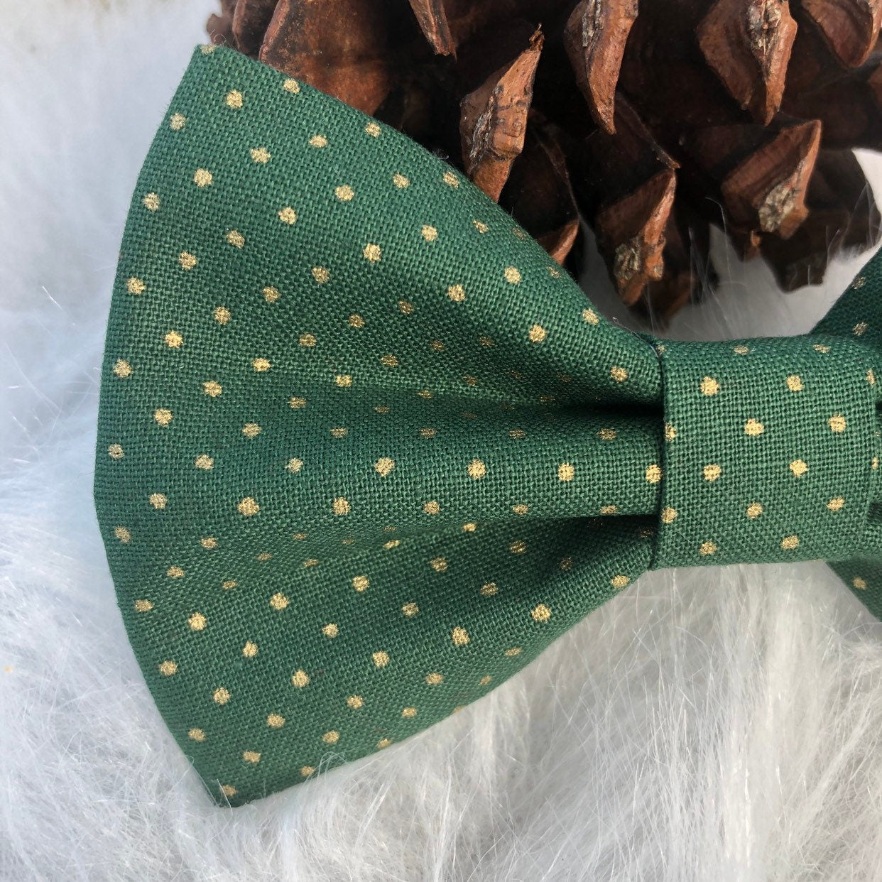 New! Green and silver polka dot, Dog Bowtie, Christmas Dog Accessories, Dog Bowtie, Puppy Bow, Pet bowtie, bowties, dog gift