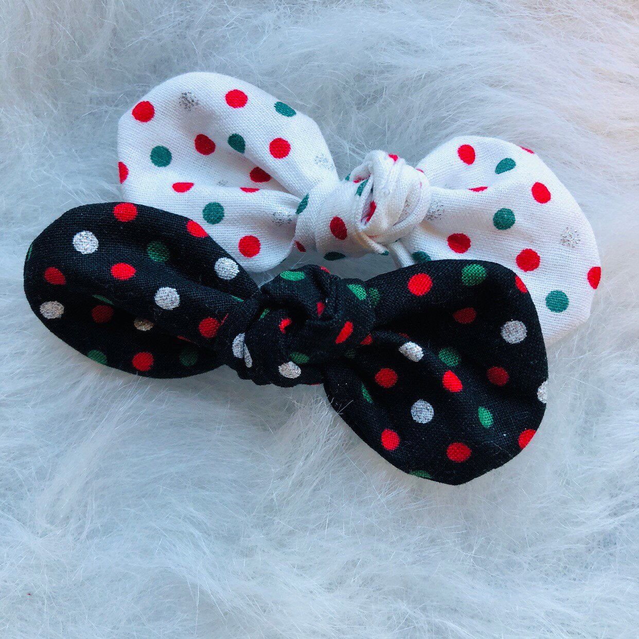 Christmas Polka Dot Dog Bow Clip, Girl Dog Hair Accessory