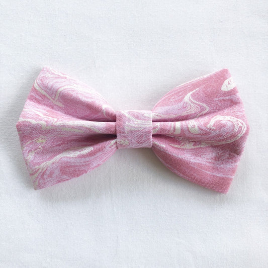 Pink Marble Dog Bowtie, Handmade Cotton Pet Collar Accessory