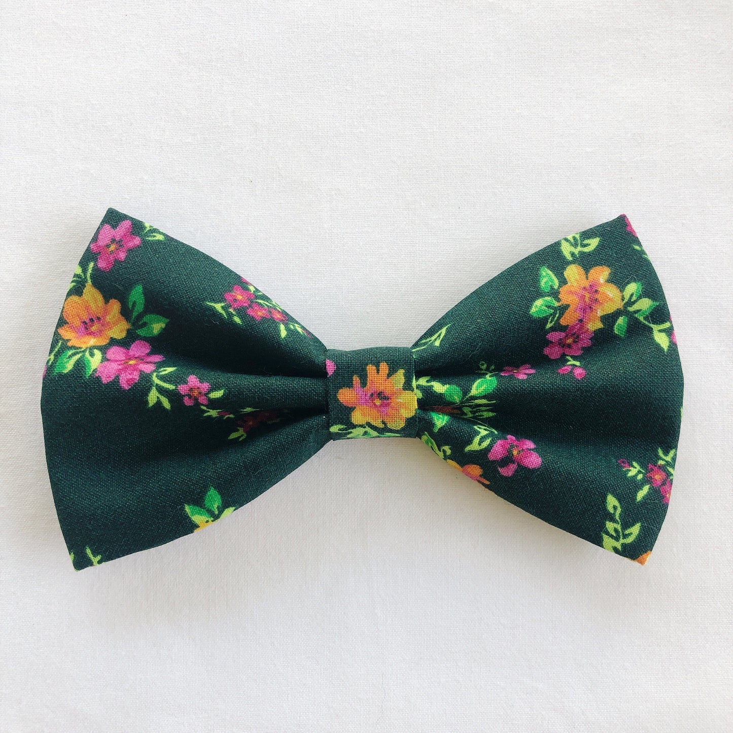 Green Floral Dog Bowtie, Spring Pet Collar Accessory