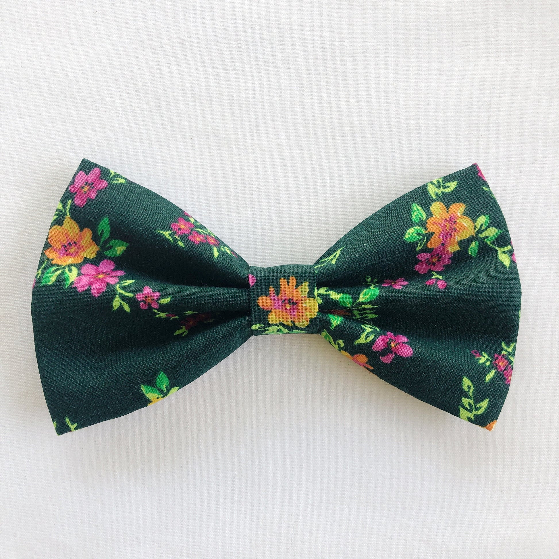 Green Floral Dog Bowtie, Spring Pet Collar Accessory