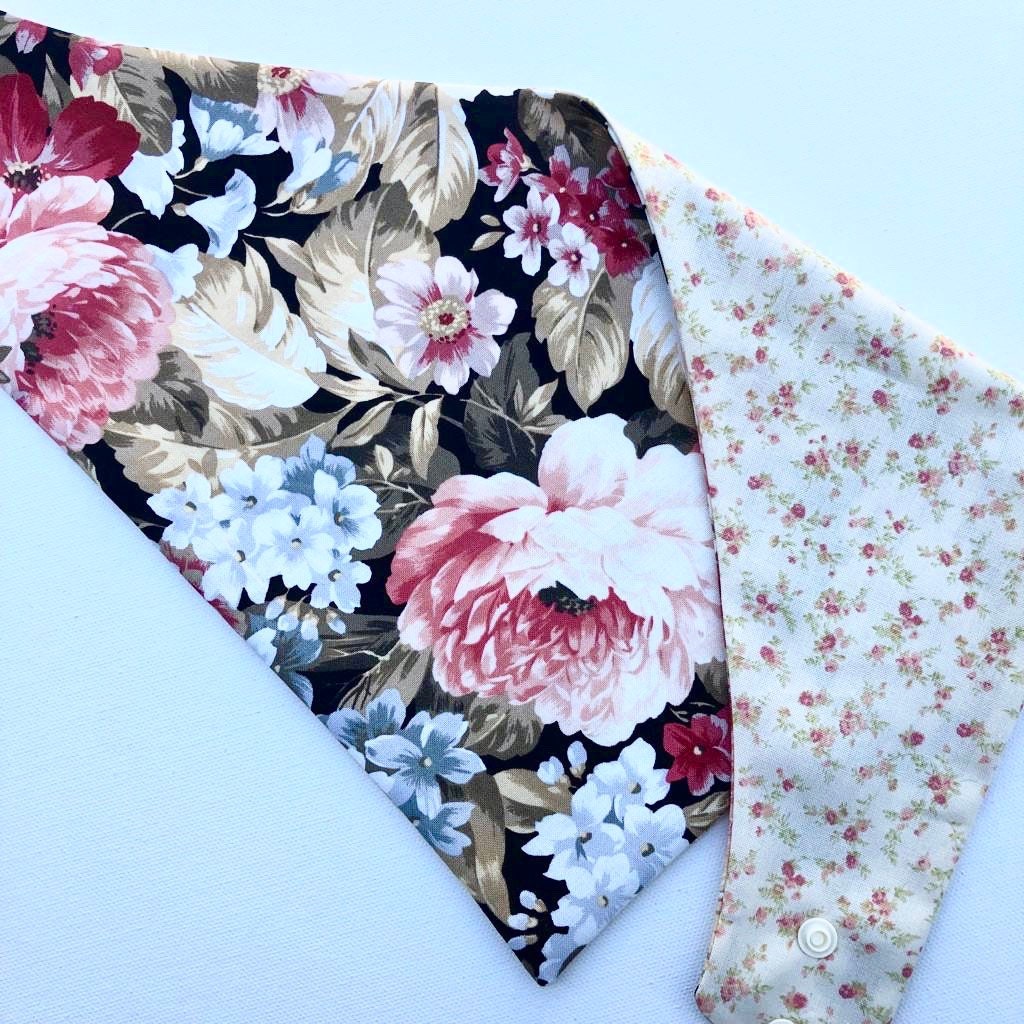 Zinnia Floral Dog Bandana, Reversible Pet Scarf