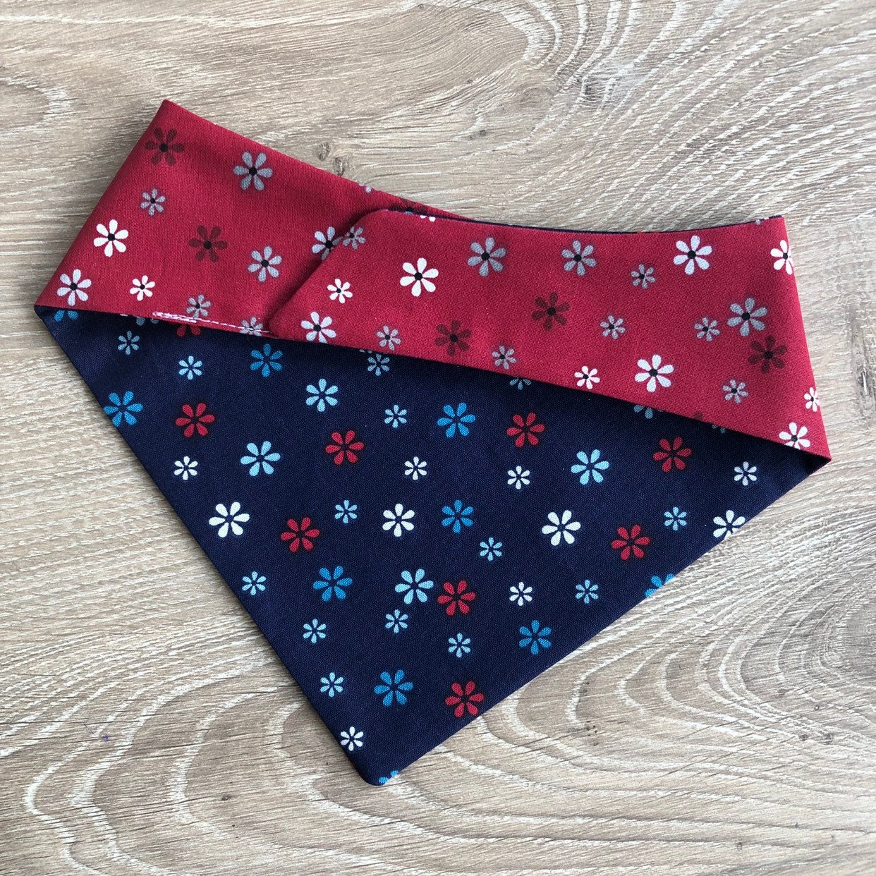 Reversible Floral Dog Bandana, Over the Collar, Tie On