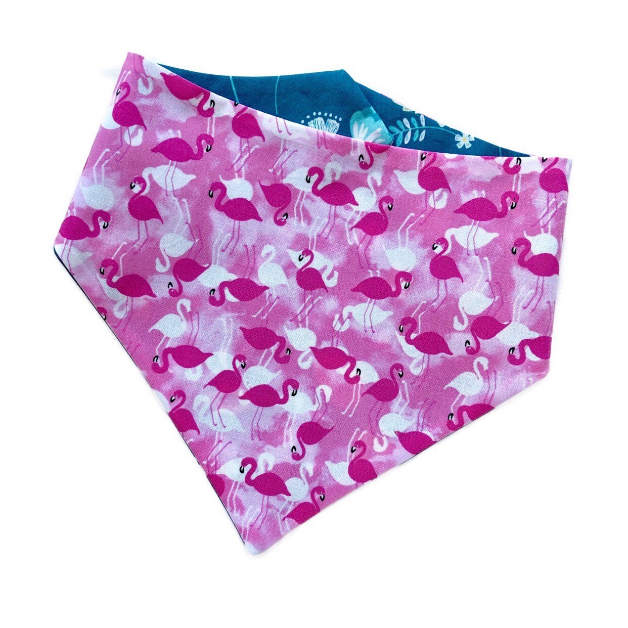 Pink Flamingo Floral Dog Bandana, Reversible Over-the-Collar