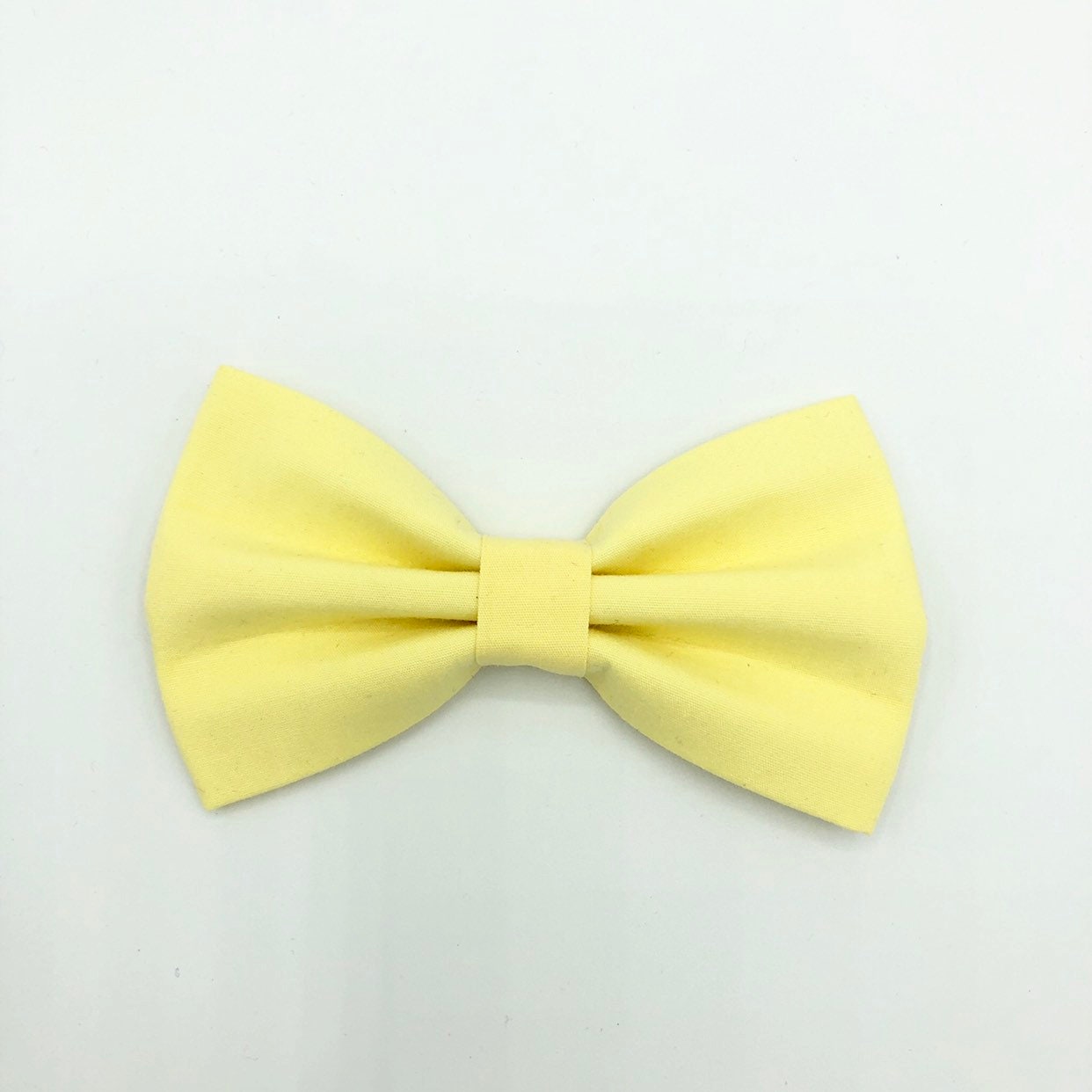 Pastel Yellow Dog Bowtie, Adjustable Pet Collar Bow, Handmade Cotton