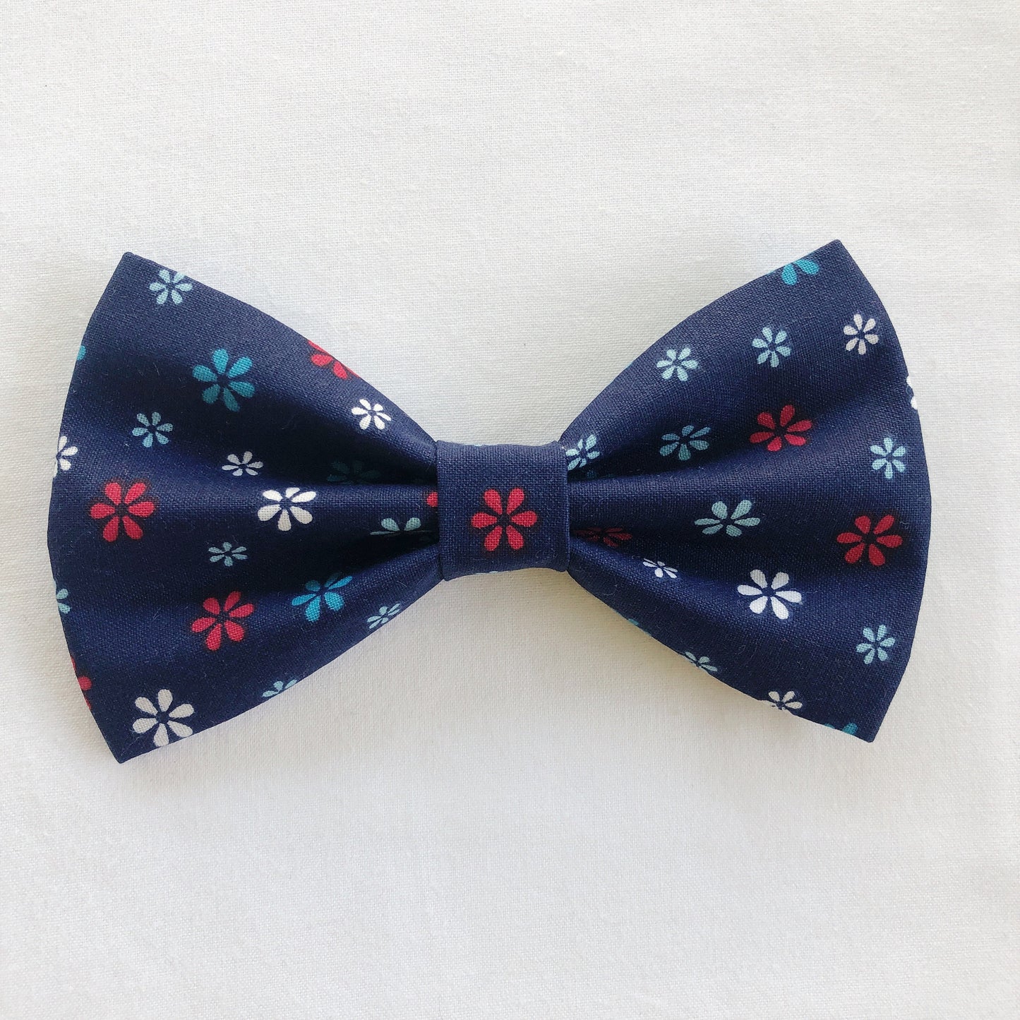 Blue Floral Dog Bowtie, Pet Collar Accessory