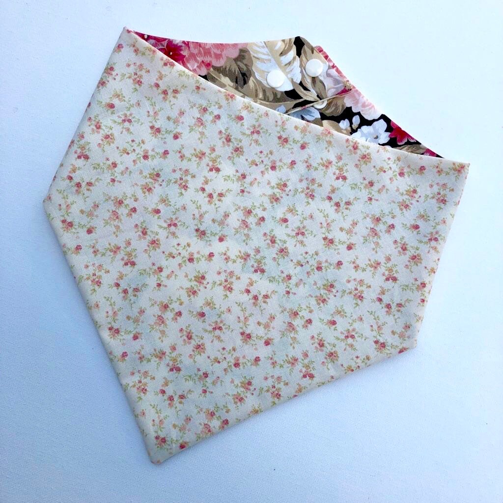 Zinnia Floral Dog Bandana, Reversible Pet Scarf
