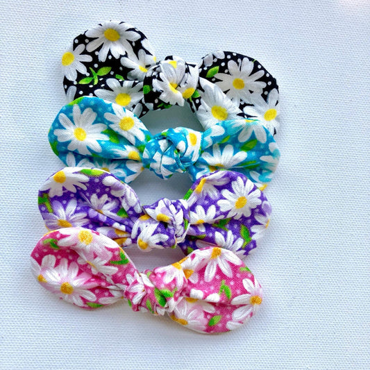 Daisy Floral Dog Bow Clip, Cotton Hair Clip (3.75 wide)
