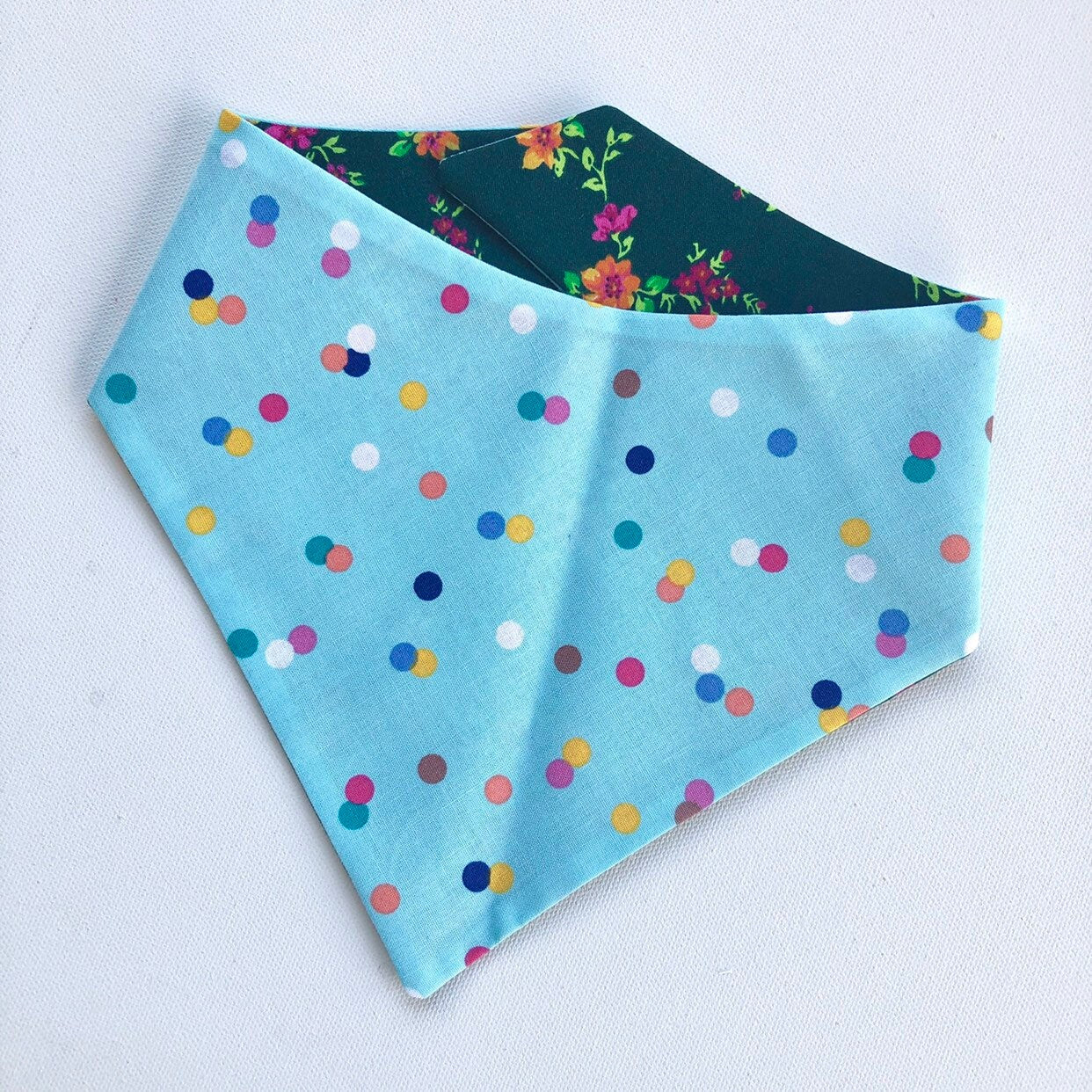Green Floral & Polka dot Dog Bandana