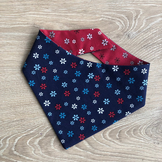 Reversible Floral Dog Bandana, Over the Collar, Tie On