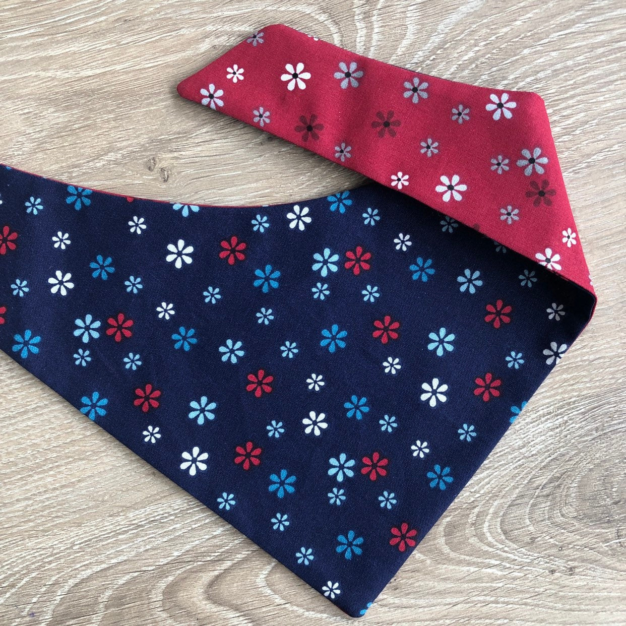 Reversible Floral Dog Bandana, Over the Collar, Tie On
