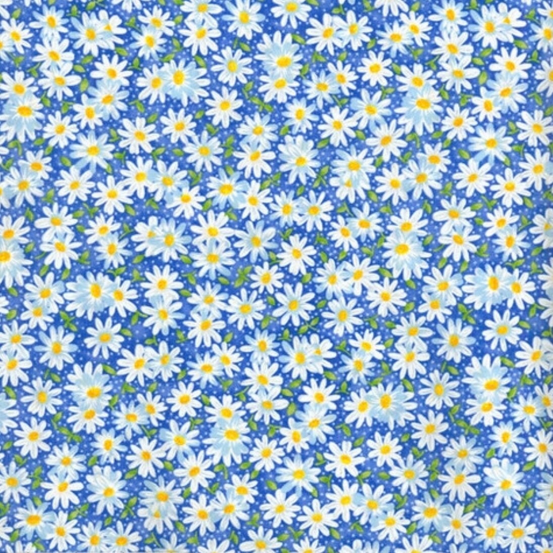 Daisy Flower Blue Dog Bandana, Reversible Pet Scarf, Snap or Tie