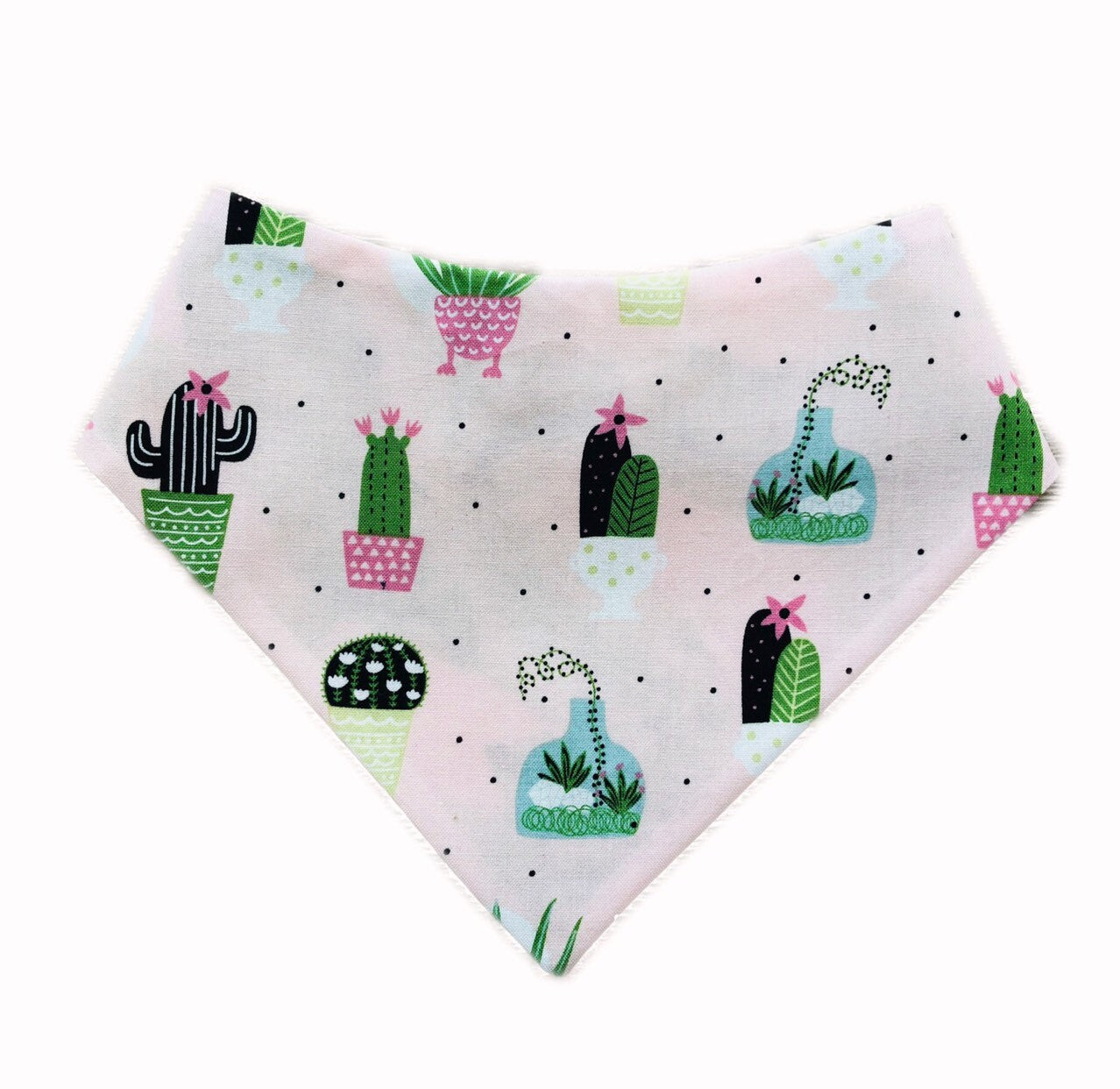Pink Cacti Dog Bandana, Reversible Pet Scarf