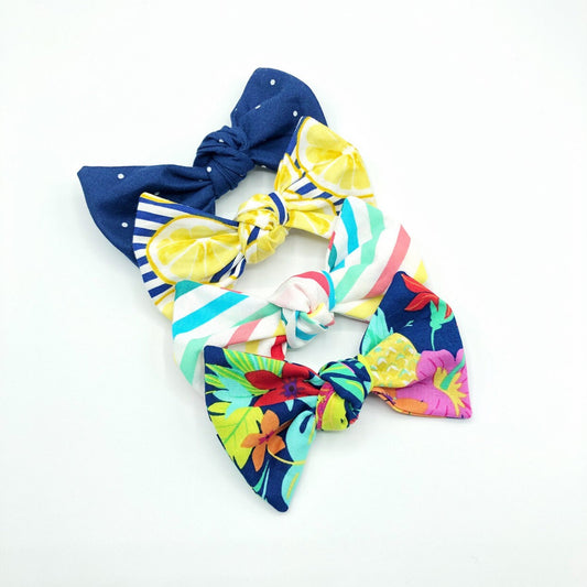 Handmade 100% Cotton Dog Tie Bow, Summer Hair Clip