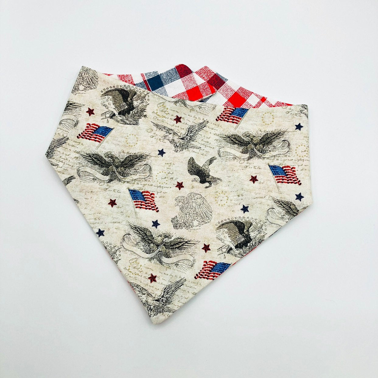 Flags and Eagles Dog Bandana, Reversible Pet Scarf