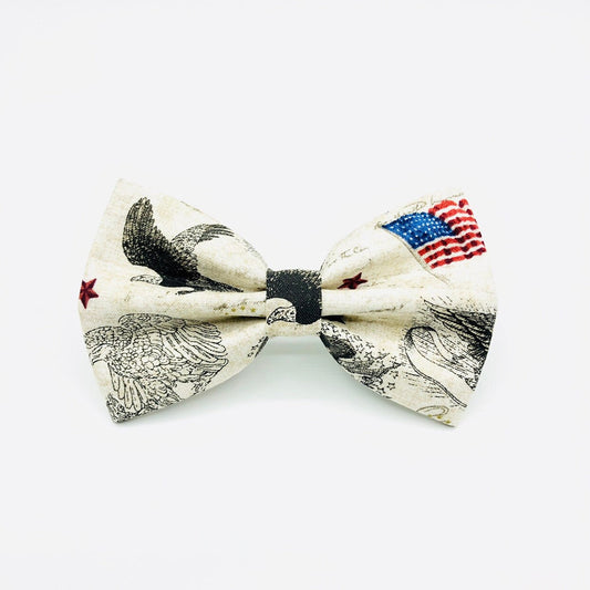 American Flag Eagle Dog Bow Tie, Patriotic Pet Collar Accessory