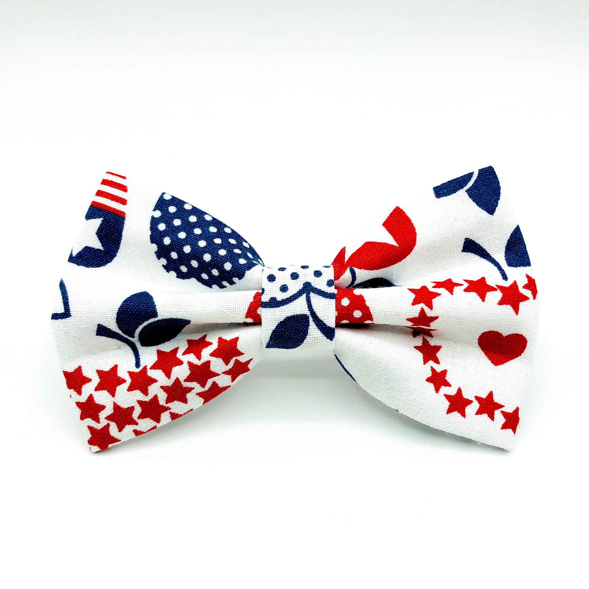 Patriotic Stars Dog Bowtie, Nautical Pet Collar Accessory