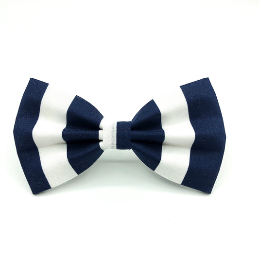 Navy stripes dog bowtie