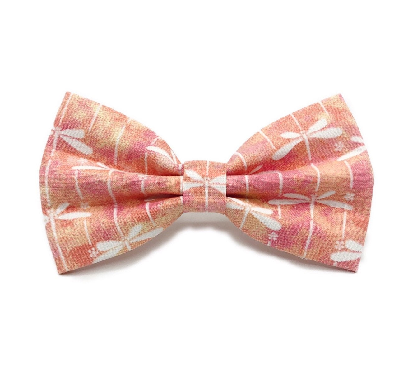 Peach Dragonfly Dog Bowtie, pet accessories, bow ties, dog accessories, dog collar, pet bow tie