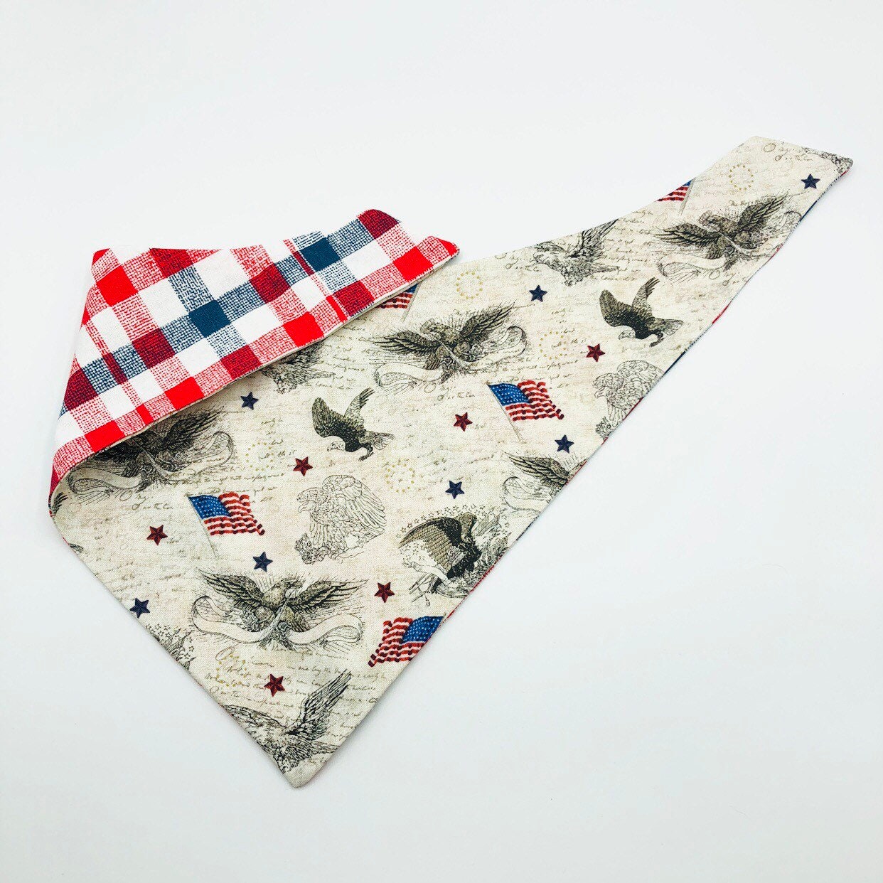 Flags and Eagles Dog Bandana, Reversible Pet Scarf