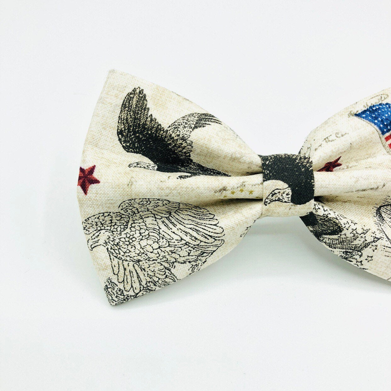 American Flag Eagle Dog Bow Tie, Patriotic Pet Collar Accessory