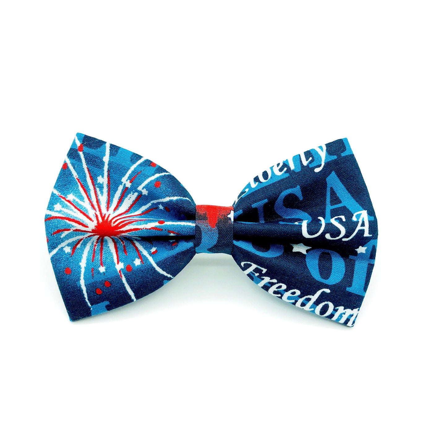 Fireworks Dog Bowtie, Patriotic Pet Collar Accessory