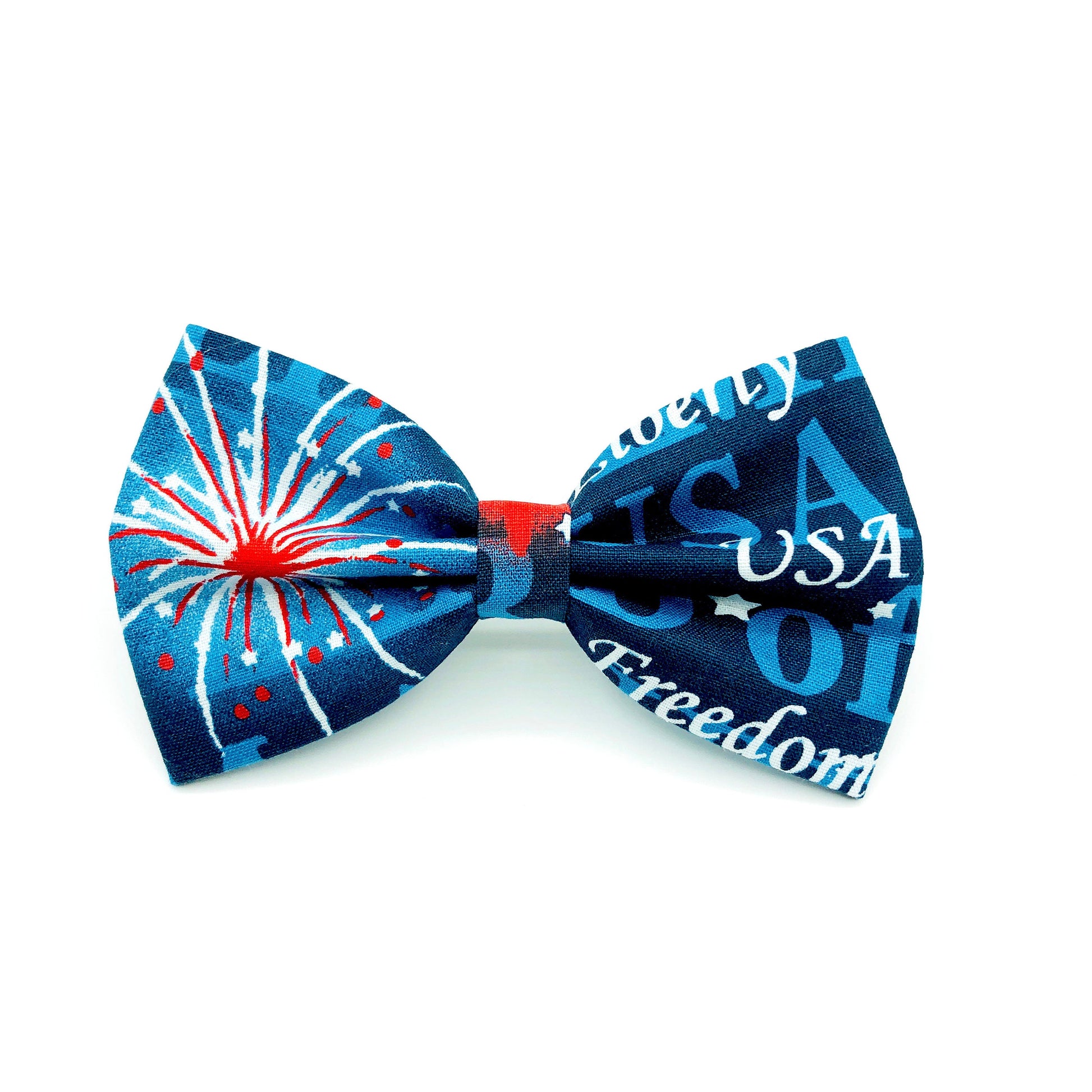 Fireworks Dog Bowtie, Patriotic Pet Collar Accessory