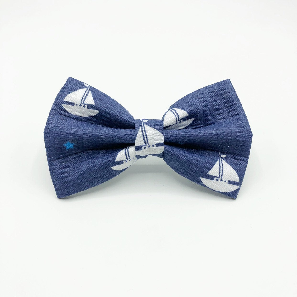 Blue Sailboat Dog Bowtie