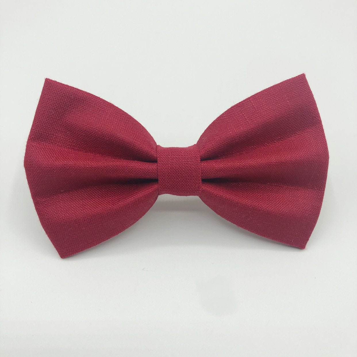 Red Linen Dog Bowtie, Handmade Pet Collar Accessory