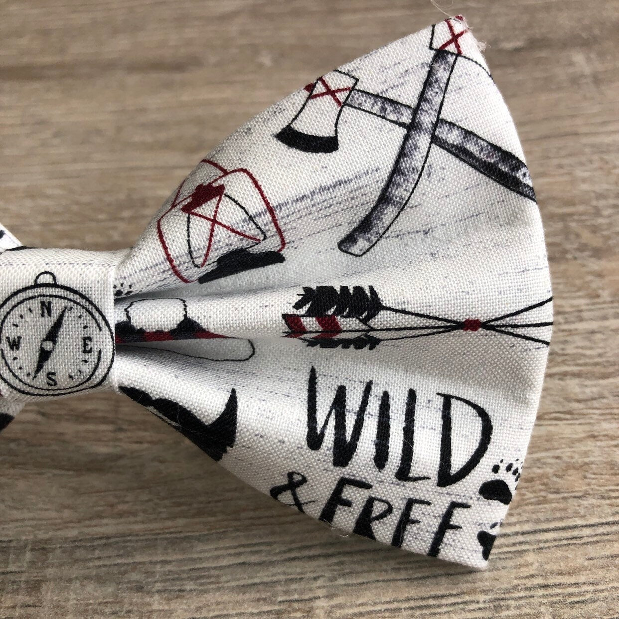 Wild & Free Camping Dog Bow Tie, Outdoor Adventure Pet Collar