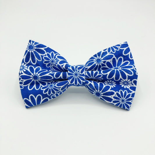 Blue Floral Dog Bowtie
