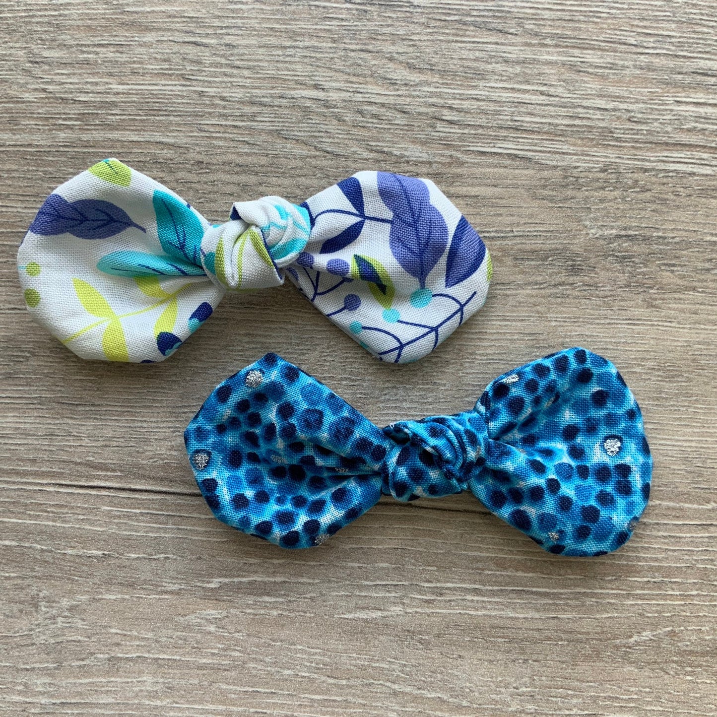 Floral or Blue Dot Dog Bow Clip, Handmade Cotton Hair Accessory